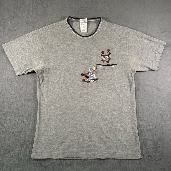 Warner Bros. Other - Vintage Y2K Warner Bros Bugs Bunny Taz Baseball Embroidered Pocket Shirt Small